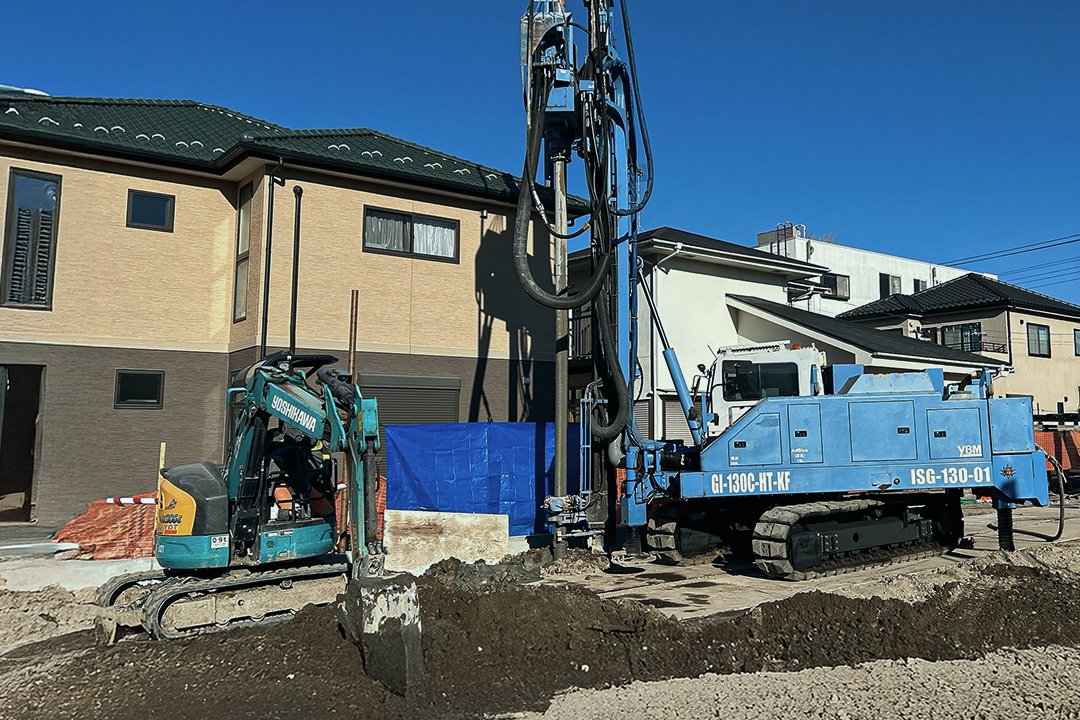 住宅の地盤改良の現場